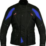 CHAQUETA DE MOTO EN CORDURA 3/4  CON PROTECCIONES C.E., IMPERMEABLE, UNISEX, 111 NEGRA/AZUL