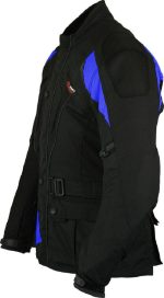 CHAQUETA DE MOTO EN CORDURA 3/4  CON PROTECCIONES C.E., IMPERMEABLE, UNISEX, 111 NEGRA/AZUL - Imagen 3