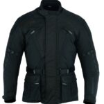 CHAQUETA DE MOTO  111 NEGRA EN CORDURA 3/4  CON PROTECCIONES C.E., IMPERMEABLE, UNISEX,
