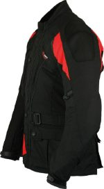 CHAQUETA DE MOTO EN CORDURA 3/4 UNISEX, IMPERMEABLE UNISEX, 111 NEGRA/ROJA - Imagen 3