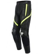 PANTALON DE CUERO PARA MOTORISTA   CON PROTECCIONES DE TITANIO 151 N/FLUOR - Imagen 2