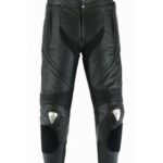 PANTALON DE CUERO PARA MOTORISTA   CON PROTECCIONES DE TITANIO 151 NEGRO