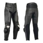 PANTALON DE CUERO PARA MOTORISTA   CON PROTECCIONES DE TITANIO 154 NEGRO