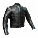 CHAQUETA DE CUERO PARA MOTO, CON PROTECTORES DE TITANIO 163 NEGRA