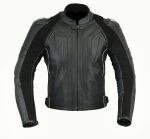 CHAQUETA DE PIEL CON PROTECCIONES TPR TITANIO NEGRA CON JOROBA 166 NEGRA