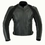CHAQUETA DE CUERO CON PROTECCIONES TPR TITANIO NEGRA SIN JOROBA 166 NEGRO