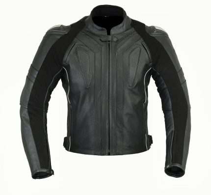 CHAQUETA DE PIEL CON PROTECCIONES TPR TITANIO NEGRA CON JOROBA 166 NEGRA