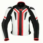 CHAQUETA DE CUERO CON PROTECCIONES TPR TITANIO 166 ROJA/BLANCA/N