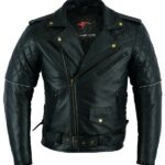 CHAQUETA DE PIEL PARA MOTO CUSTOM UNISEX 176 NEGRA