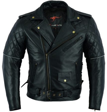 CHAQUETA DE PIEL PARA MOTO CUSTOM UNISEX 176 NEGRA