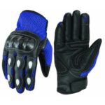 GUANTES DE VERANO PARA MOTORISTAS EN PIEL, MALLA Y FIBRA DE CARBONO 207 N/AZUL