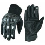 GUANTES DE VERANO PARA MOTORISTAS EN PIEL, MALLA Y FIBRA DE CARBONO 207 N/BLANCO