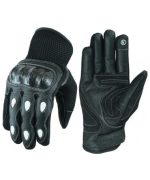 GUANTES DE VERANO PARA MOTORISTAS EN PIEL, MALLA Y FIBRA DE CARBONO 207 N/BLANCO