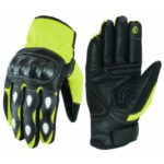 GUANTES DE VERANO PARA MOTORISTAS EN PIEL, MALLA Y FIBRA DE CARBONO 207 N/FLUOR