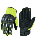 GUANTES DE VERANO PARA MOTORISTAS EN PIEL, MALLA Y FIBRA DE CARBONO 207 N/FLUOR