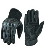 GUANTES DE VERANO PARA MOTORISTAS EN PIEL, MALLA Y FIBRA DE CARBONO 207 NEGRO
