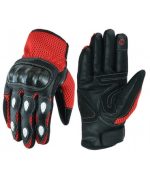 GUANTES DE VERANO PARA MOTORISTAS EN PIEL, MALLA Y FIBRA DE CARBONO 207 N/ROJO