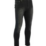 PANTALÓN TEJANO  UNISEX NEGRO DESGASTADO CON Kewlar Y PROTECCIONES DESMONTABLES 2761 NEGRO