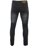 PANTALÓN TEJANO  UNISEX NEGRO DESGASTADO CON Kewlar Y PROTECCIONES DESMONTABLES 2761 NEGRO - Imagen 2