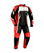 MONO DE CUERO UNA PIEZA ROJO/NEGRO/BLANCO CON PROTECCIONES DE TITANIO PARA NIÑOS