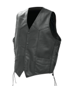 CHALECO DE CUERO CON CORDONES ESTILO CUSTOM 491 NEGRO