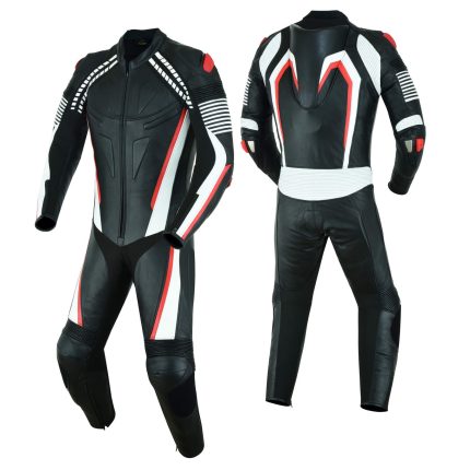 MONO DE CUERO  UNA PIEZA, AIR LINK CON PROTECTORES DE TITANIO ROJO/BLANCO /NEGRO