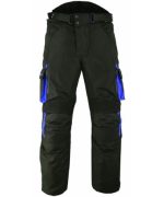 PANTALON DE MOTO EN CORDURA IMPERMEABLE TRANSPIRABLE CON PROTECCIONES CE ARES N/AZUL
