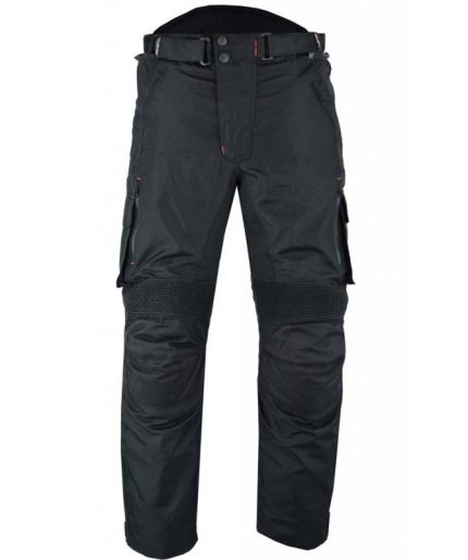 PANTALON DE MOTO EN CORDURA IMPERMEABLE TRANSPIRABLE CON PROTECCIONES CE ARES NEGRO