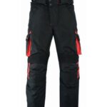 PANTALON DE MOTO EN CORDURA IMPERMEABLE TRANSPIRABLE CON PROTECCIONES CE ARES N/ROJO