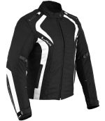 CHAQUETA CORDURA DE MOTO PARA CHICAS CON ESTILO MODERNO 100% IMPERMEABLE ARTEMISA BLANCA NEGRA