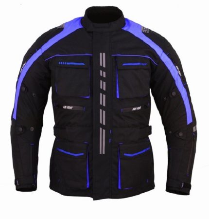 CHAQUETA DE MOTO EN CORDURA 3/4  CON PROTECCIONES C.E., IMPERMEABLE, UNISEX, ATENEA AZUL/N