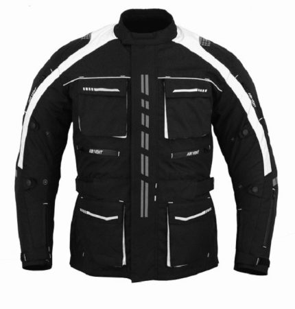 CHAQUETA DE MOTO EN CORDURA 3/4  CON PROTECCIONES C.E., IMPERMEABLE, UNISEX, ATENEA BLANCA/N