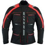 CHAQUETA DE MOTO EN CORDURA 3/4  CON PROTECCIONES C.E., IMPERMEABLE, UNISEX, ATENEA ROJA NEGRA