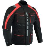 CHAQUETA DE MOTO EN CORDURA 3/4  CON PROTECCIONES C.E., IMPERMEABLE, UNISEX, ATENEA ROJA NEGRA - Imagen 2