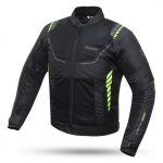 CHAQUETA DE CORDURA PARA VERANO PERFORADA CON FORRO DESMONTABLE DEGEND BREEZE  NEGRA FLUOR