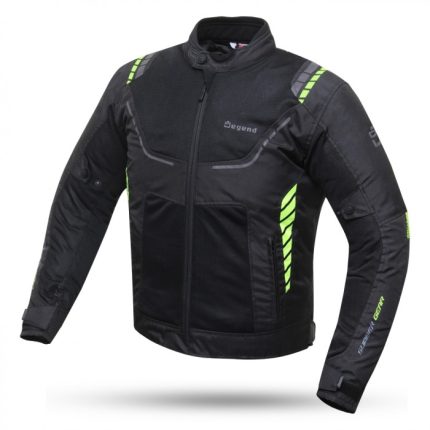 CHAQUETA DE CORDURA PARA VERANO PERFORADA CON FORRO DESMONTABLE DEGEND BREEZE  NEGRA FLUOR