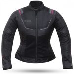 CHAQUETA DE CORDURA PARA VERANO PERFORADA CON FORRO DESMONTABLE DEGEND BREEZE NEGRA/ROSA PARA  MUJER