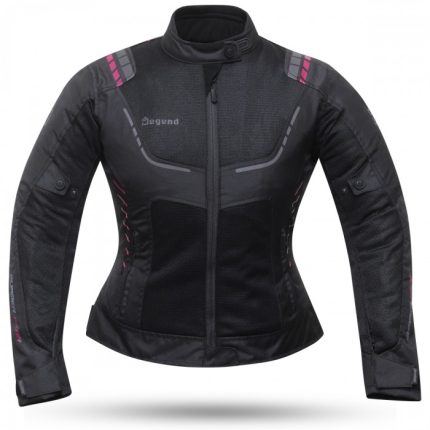 CHAQUETA DE CORDURA PARA VERANO PERFORADA CON FORRO DESMONTABLE DEGEND BREEZE NEGRA/ROSA PARA  MUJER