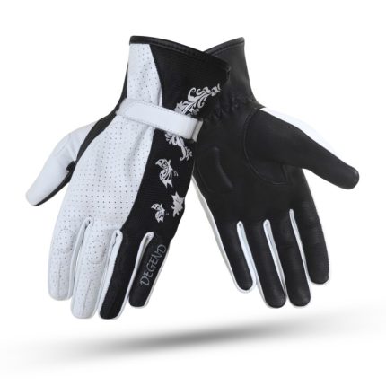 GUANTES DE VERANO DEGEND BUTTERFLY LADY BLANCO NEGRO EN CUERO DE CABRA  PARA MUJER