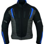 CHAQUETA DE MOTO DERBI N/AZUL/GRIS UNISEX EN TEXTIL IMPERMEABLE TRANSPIRABLE, CON PROTECCIONES C.E