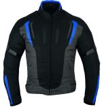 CHAQUETA DE MOTO DERBI N/AZUL/GRIS UNISEX EN TEXTIL IMPERMEABLE TRANSPIRABLE, CON PROTECCIONES C.E