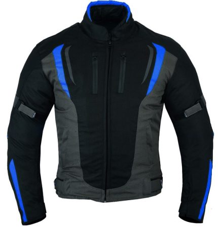 CHAQUETA DE MOTO DERBI N/AZUL/GRIS UNISEX EN TEXTIL IMPERMEABLE TRANSPIRABLE, CON PROTECCIONES C.E