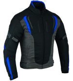 CHAQUETA DE MOTO DERBI N/AZUL/GRIS UNISEX EN TEXTIL IMPERMEABLE TRANSPIRABLE, CON PROTECCIONES C.E - Imagen 2