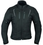 CHAQUETA DE MOTO DERBI NEGRA UNISEX EN TEXTIL IMPERMEABLE, TÉRMICO CON PROTECCIONES C.E.