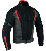 CHAQUETA DE MOTO DERBI N/ROJA/GRIS UNISEX EN TEXTIL IMPERMEABLE,  CON PROTECCIONES C.E. - Imagen 2