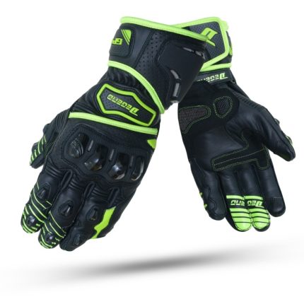 GUANTES DE VERANO DEGEND DEGEND GP-2 NEGRO AMARILLO FLUOR  PARA  MOTORISTAS EN PIEL CABRA DE ALTA CALIDAD