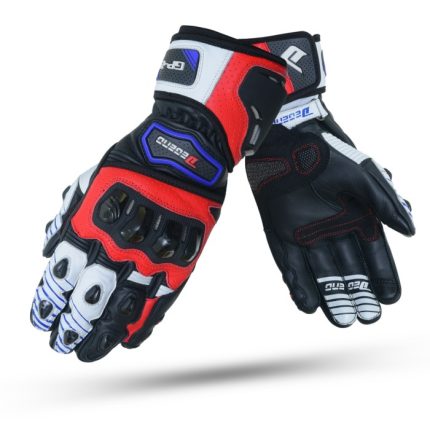 GUANTES DE VERANO DEGEND   GP-2 NEGRO ROJO AZUL BLANCO PARA  MOTORISTAS EN PIEL CABRA DE ALTA CALIDAD