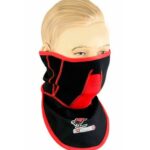 MASCARA Y BRAGA DE CUELLO FABRICADOS CON WINDSTOPPER Y NEOPRENO 444 NEGRO ROJO