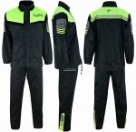 TRAJE DE LLUVIA MONSOON FLUOR NEGRO CHAQUETA Y PANTALON CHUBASQUERO IMPERMEABLE DE MOTO EN DOS PIEZAS - Imagen 2