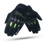 GUANTES DE VERANO RE-BORN NRGRO FLUOR DEGEND PARA MOTORISTAS EN PIEL, MALLA Y FIBRA DE CARBONO